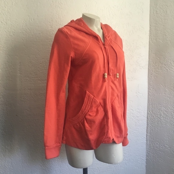 Prairie UNDERGROUND orange hooded zippered cardigan SMALL - Picture 3 of 14